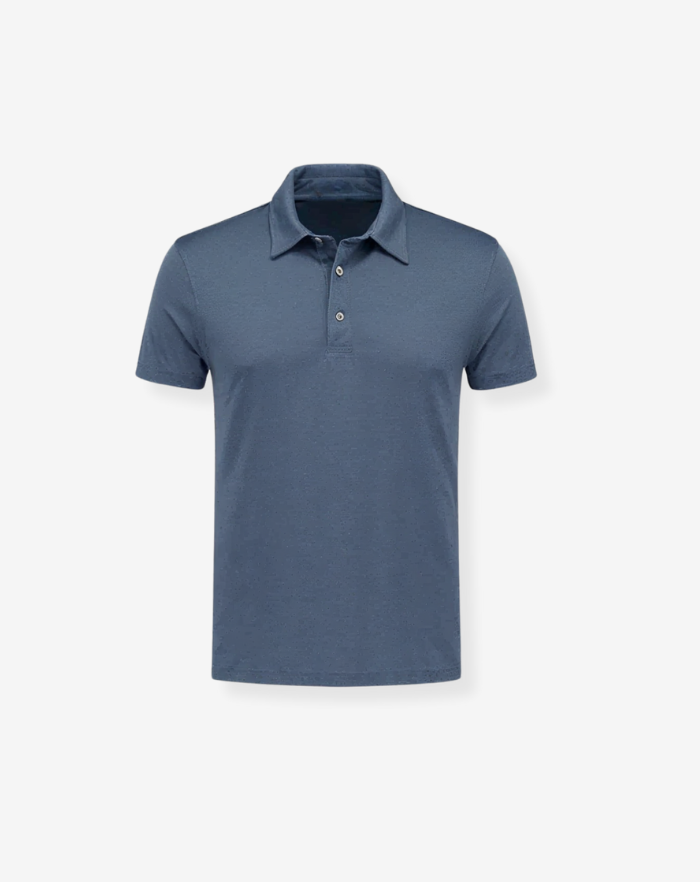 The Aqua Blue Linen Desert Polo Shirt