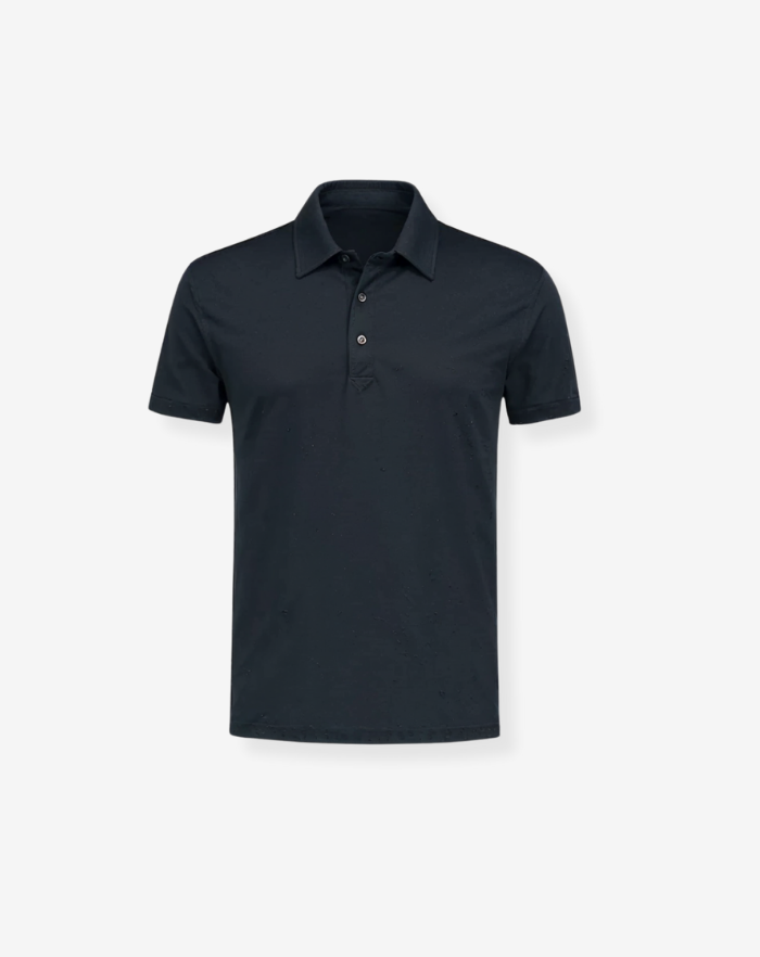 The Navy Blue Linen Desert Polo Shirt