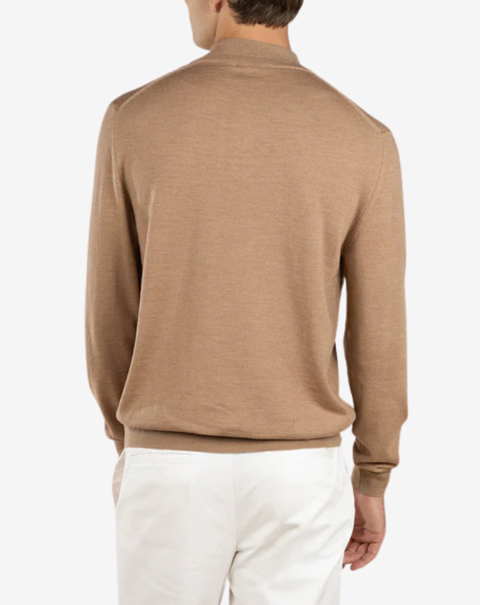 The Beige Extrafine Merino Half Zip Sweater
