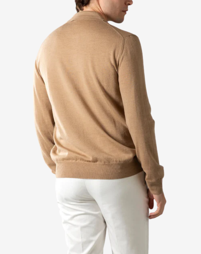 The Beige Extrafine Merino Polo