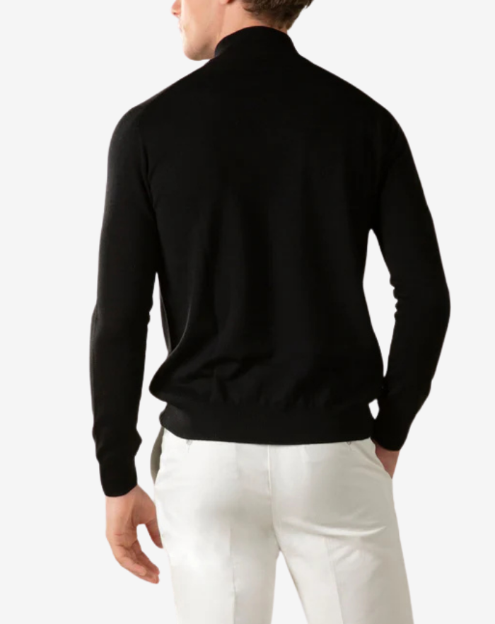 The Black Extrafine Merino Half Zip Sweater