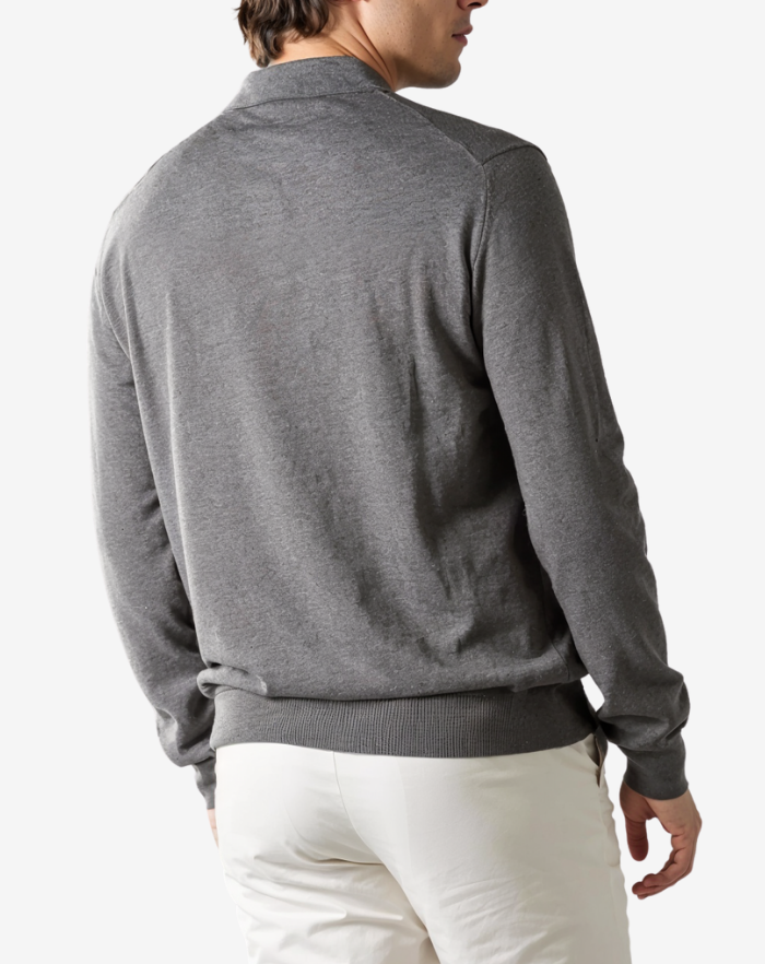 The Dark Grey Extrafine Merino Polo