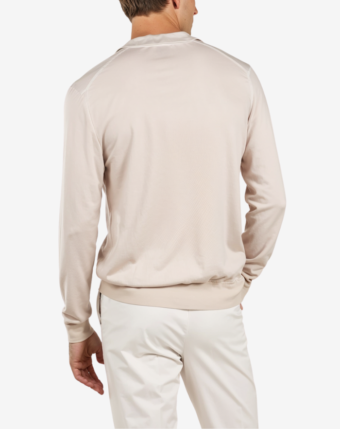 The Ecru Extrafine Merino Buttonless Polo