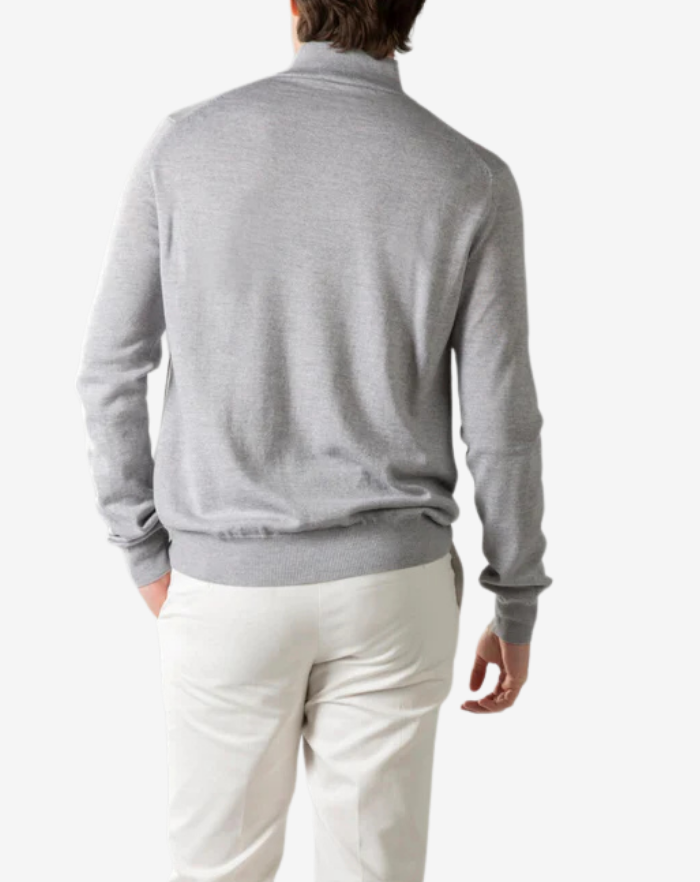 The Grey Extrafine Merino Half Zip Sweater