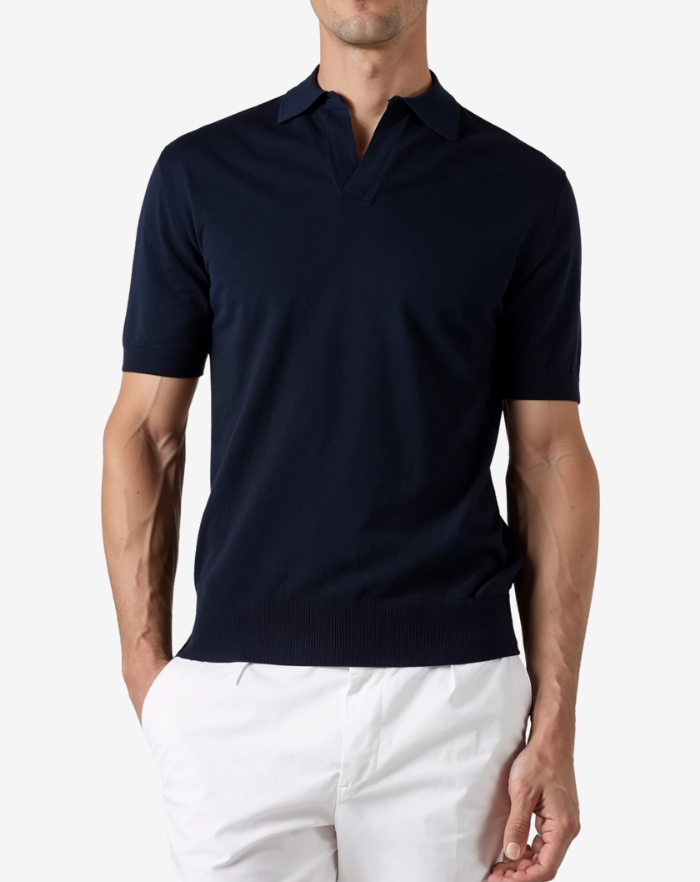 The Navy Blue Buttonless Polo Shirt