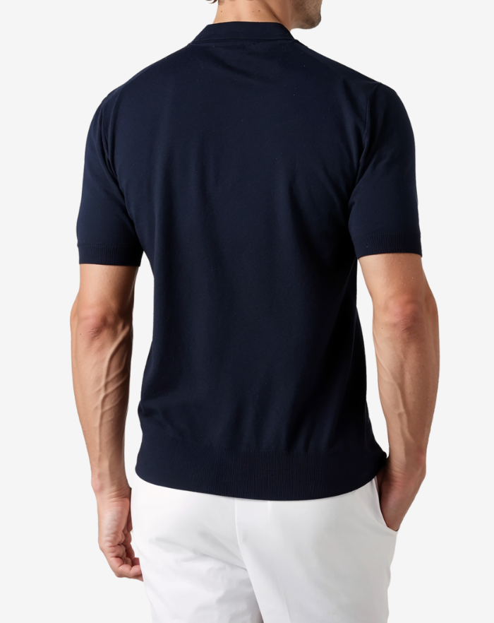 The Navy Blue Buttonless Polo Shirt