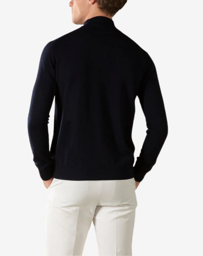 The Navy Blue Extrafine Merino Half Zip Sweater