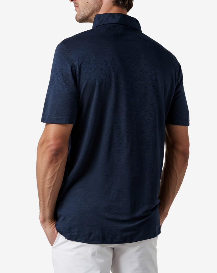 The Navy Blue Linen Desert Polo Shirt