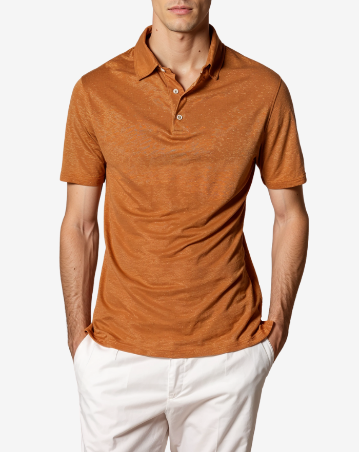 The Orange Linen Desert Polo Shirt