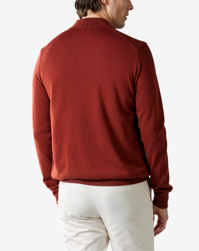 The Red Extrafine Merino Buttonless Polo