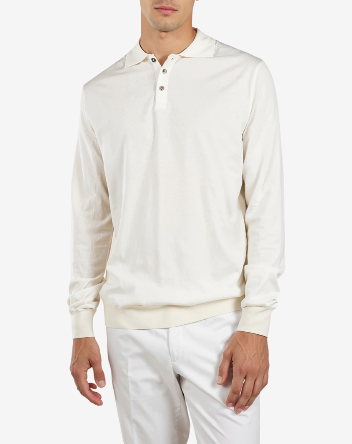 The White Extrafine Merino Polo