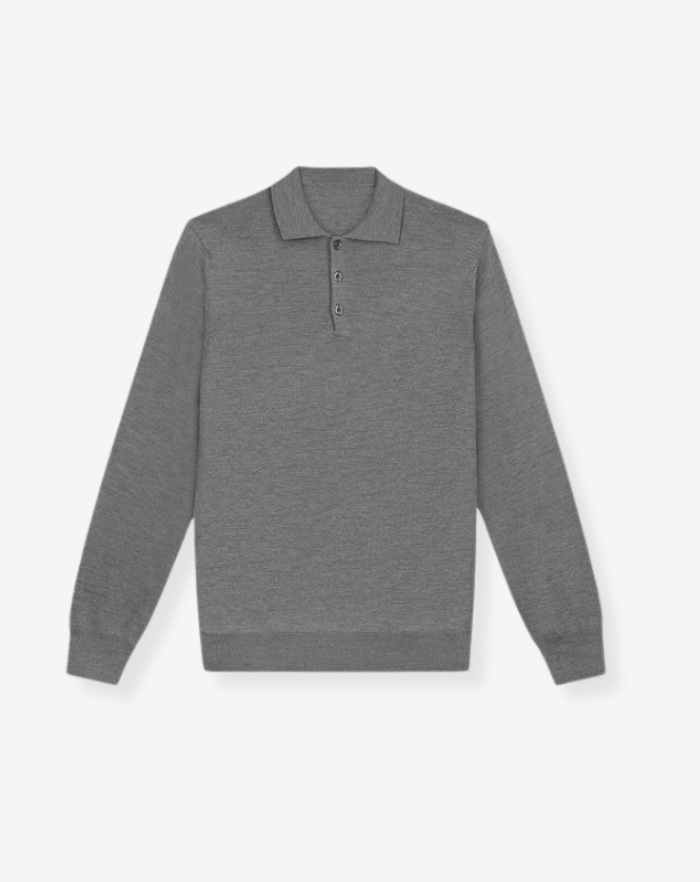 The Dark Grey Extrafine Merino Polo