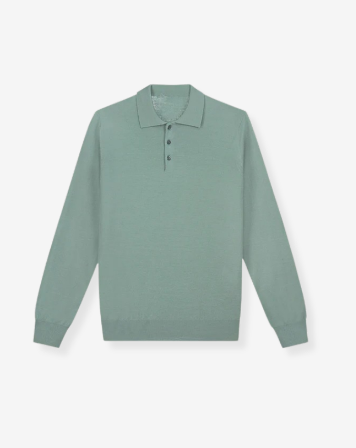 The Light Green Extrafine Merino Polo
