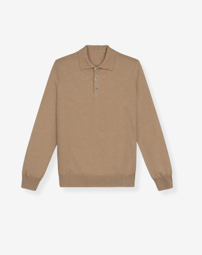 The Beige Extrafine Merino Polo