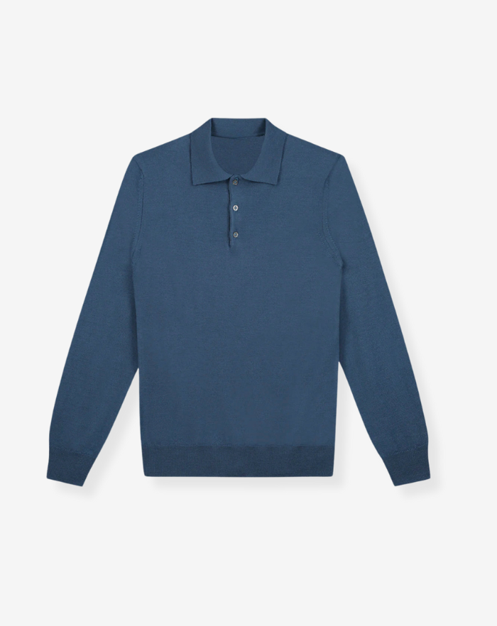 The Blue Extrafine Merino Polo