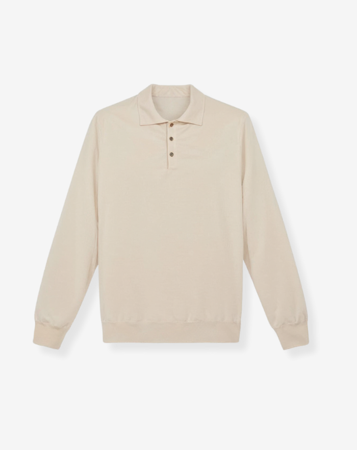 The Light Beige Extrafine Merino Polo