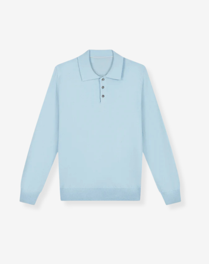 The Light Blue Extrafine Merino Polo