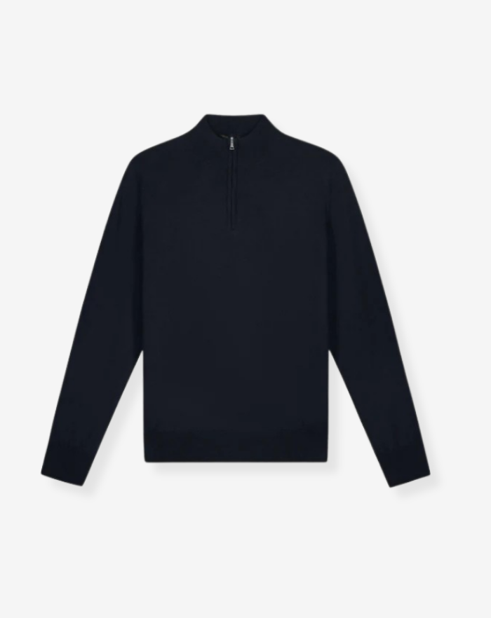 The Navy Blue Extrafine Merino Half Zip Sweater