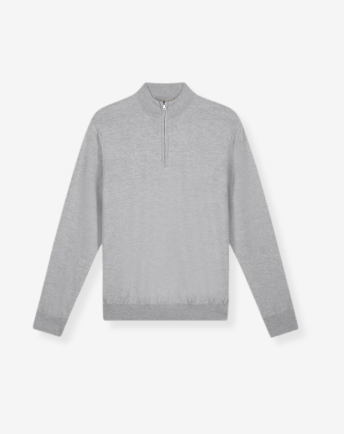 The Grey Extrafine Merino Half Zip Sweater