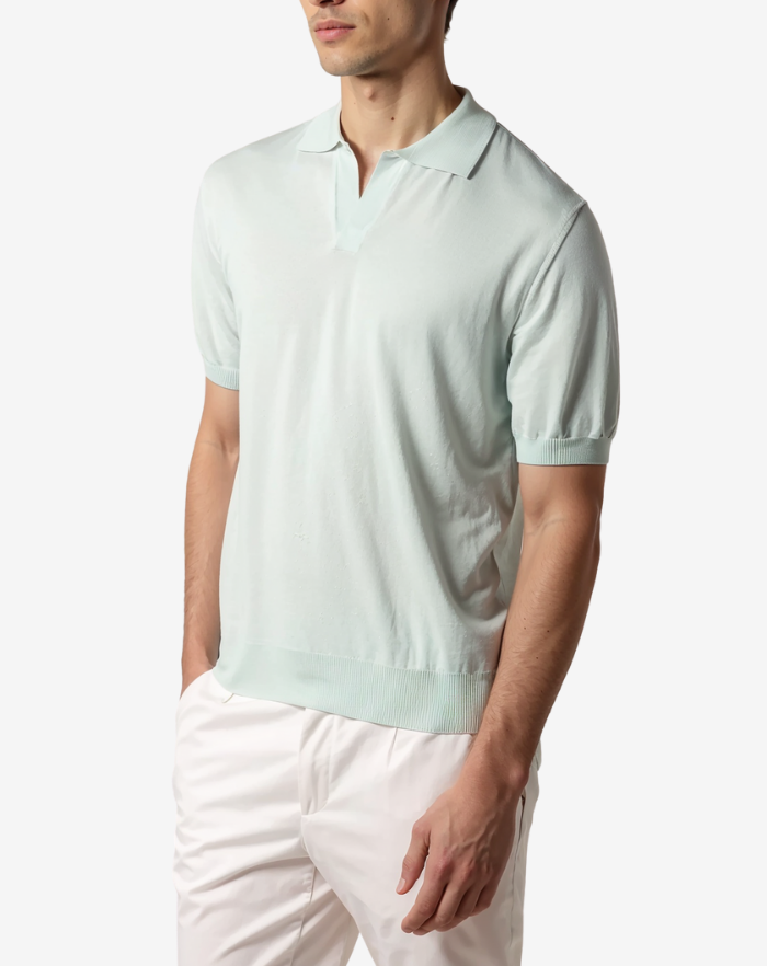 The Aqua Blue Buttonless Polo Shirt