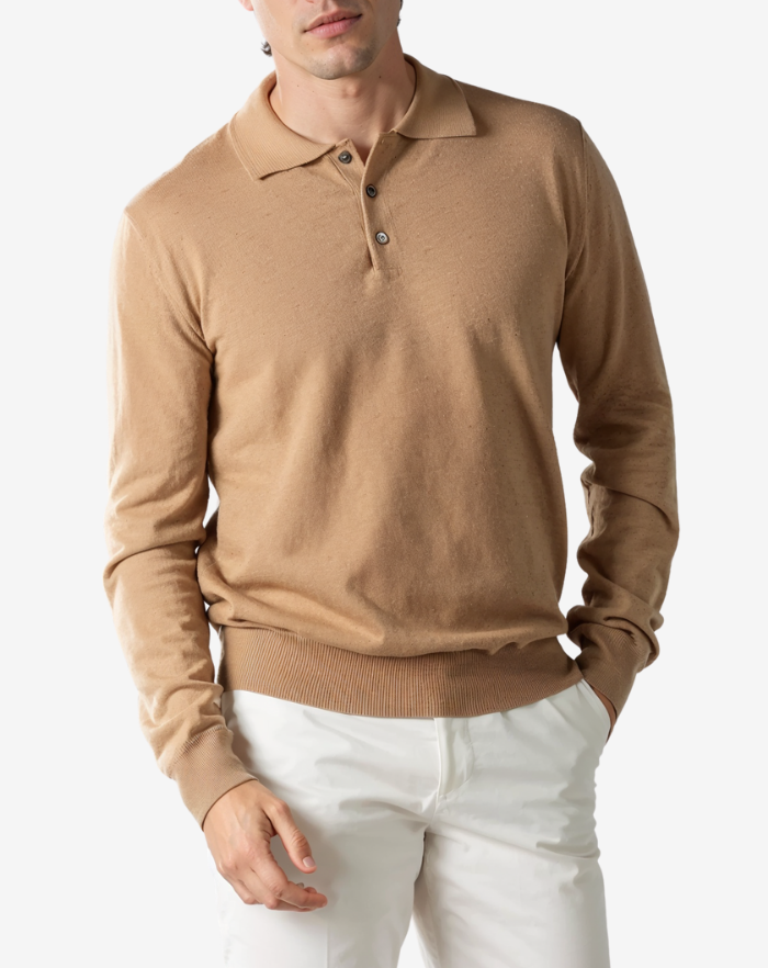 The Beige Extrafine Merino Polo