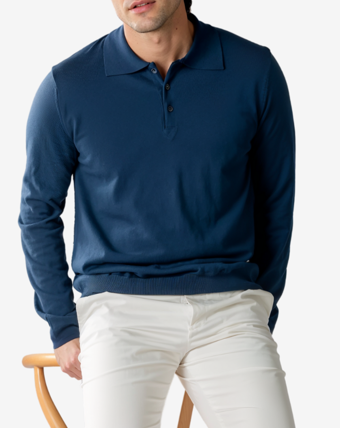 The Blue Extrafine Merino Polo