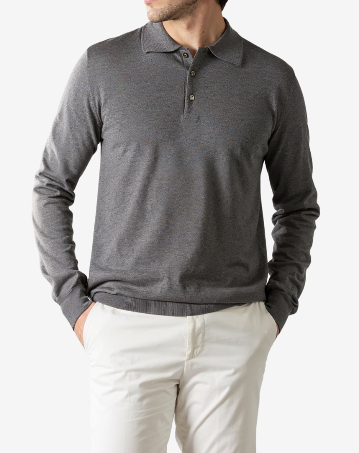 The Dark Grey Extrafine Merino Polo