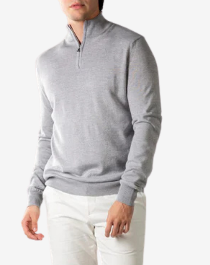 The Grey Extrafine Merino Half Zip Sweater