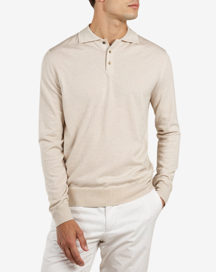The Light Beige Extrafine Merino Polo