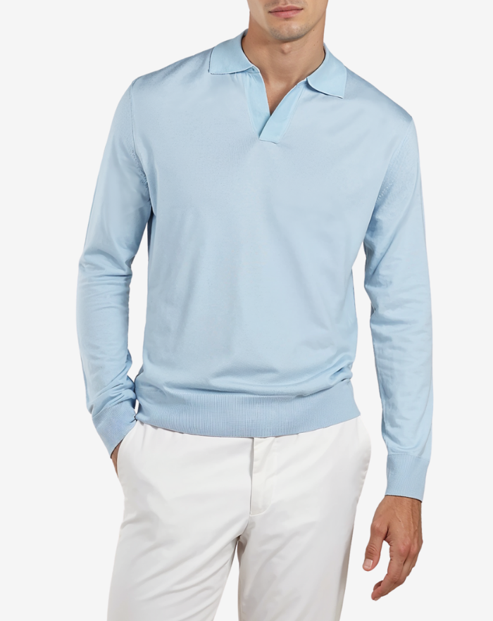 The Light Blue Extrafine Merino Polo