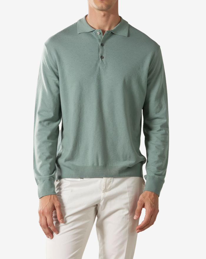 The Light Green Extrafine Merino Polo