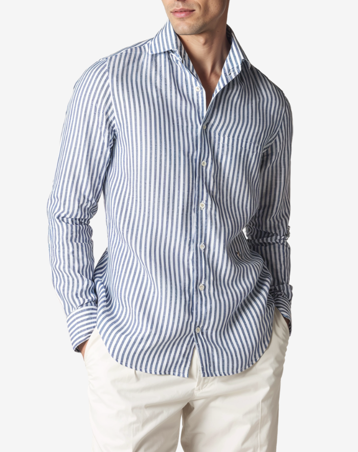 The Navy Blue Stripe Linen Desert Shirt