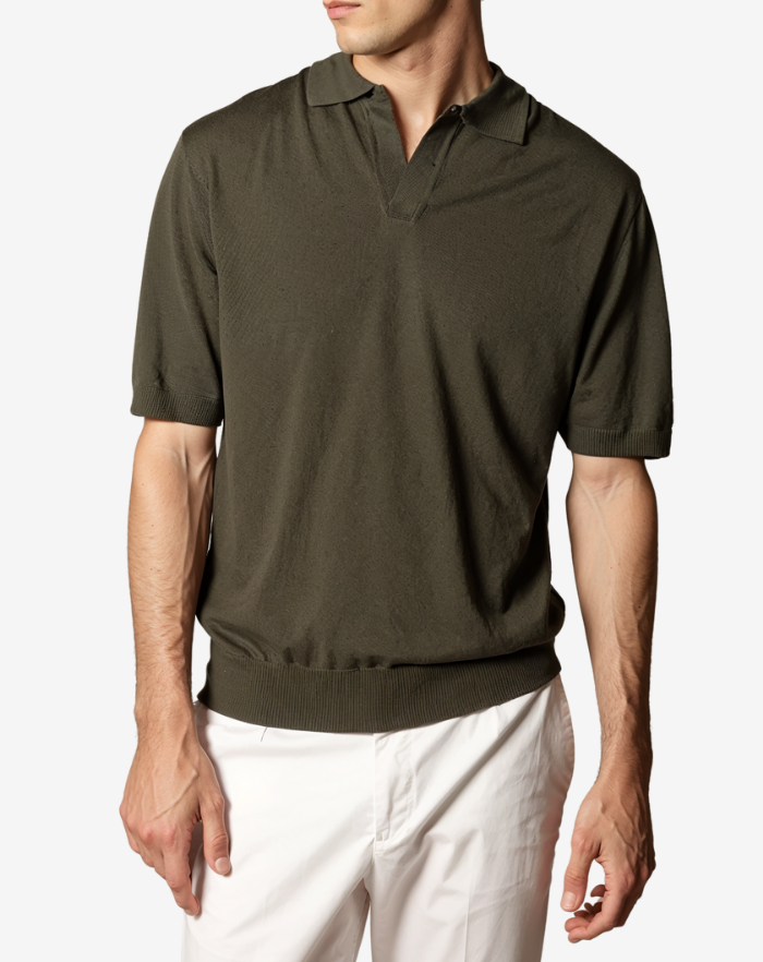 The Olive Green Buttonless Polo Shirt
