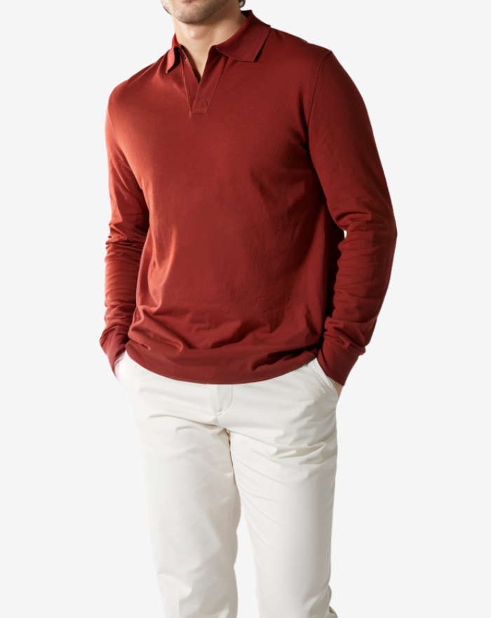 The Red Extrafine Merino Buttonless Polo