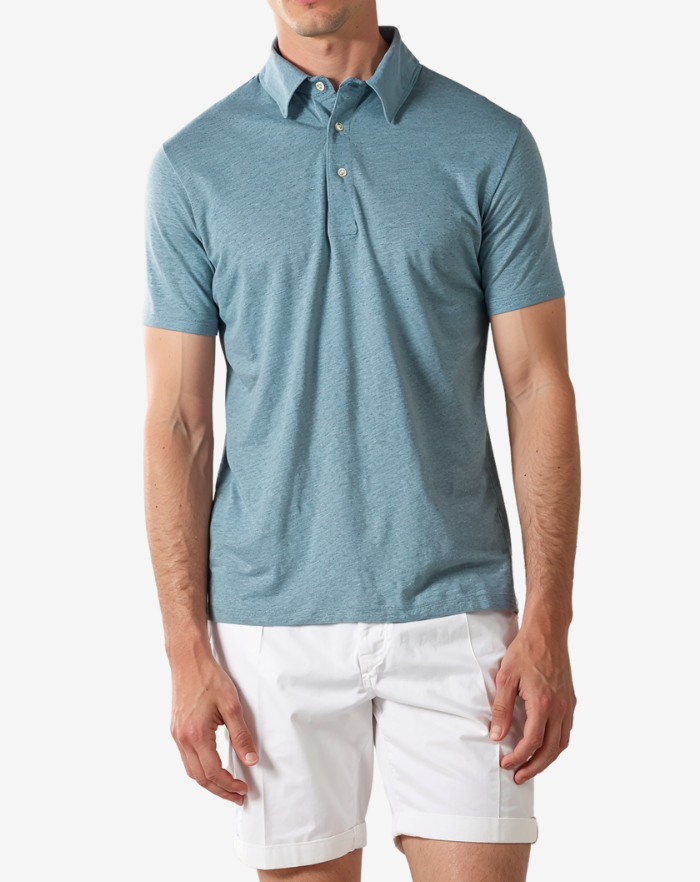 The Sky Blue Linen Desert Polo Shirt