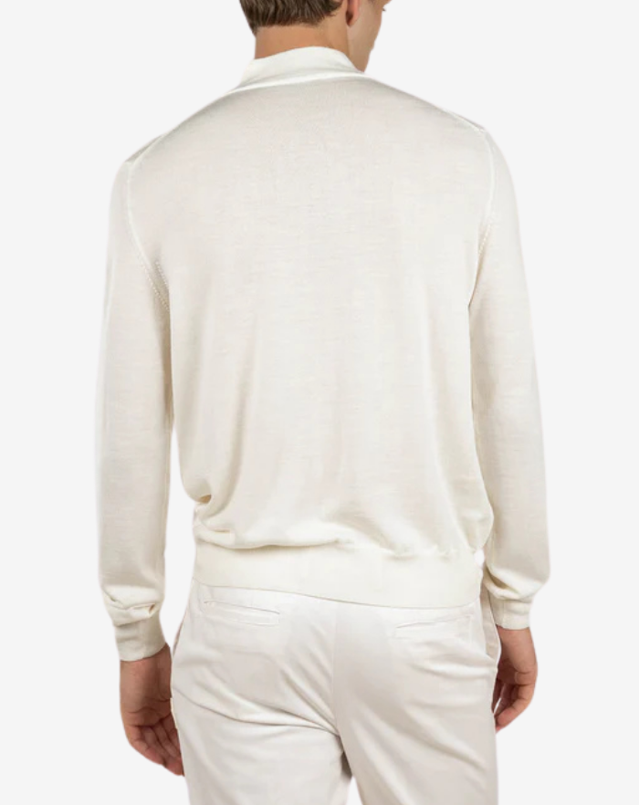 The White Extrafine Merino Half Zip Sweater