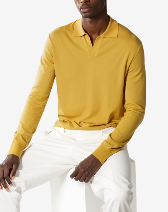 The Yellow Extrafine Merino Buttonless Polo